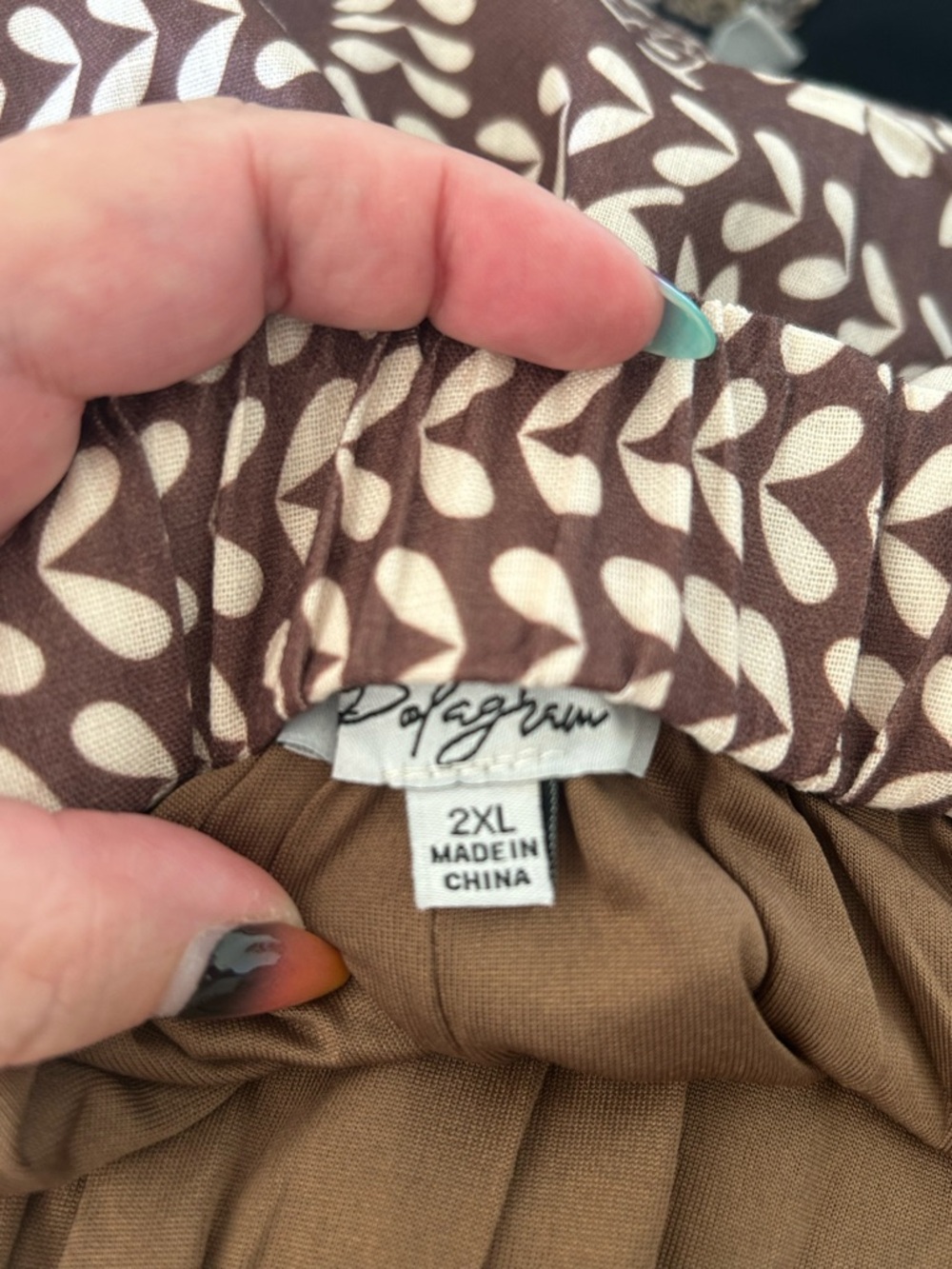 Polagram brown print midi skirt size 2x - Picture 5 of 5